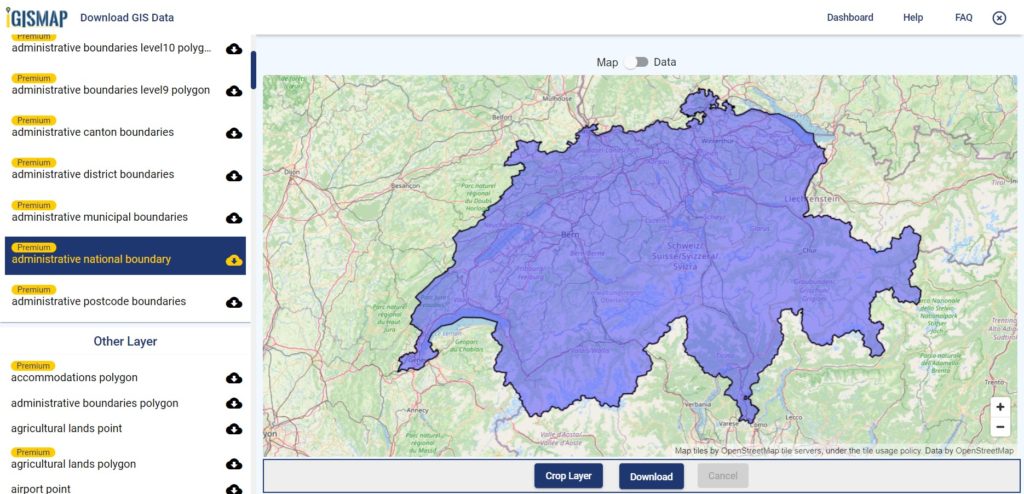 Switzerland GIS Data - National Boundary