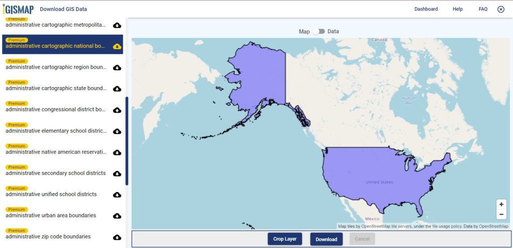 United States of America GIS Data - National Boundary