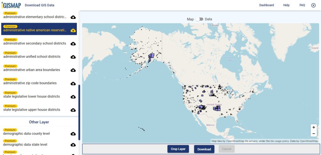 United States of America GIS Data - Native American Reservation Land Boundaries