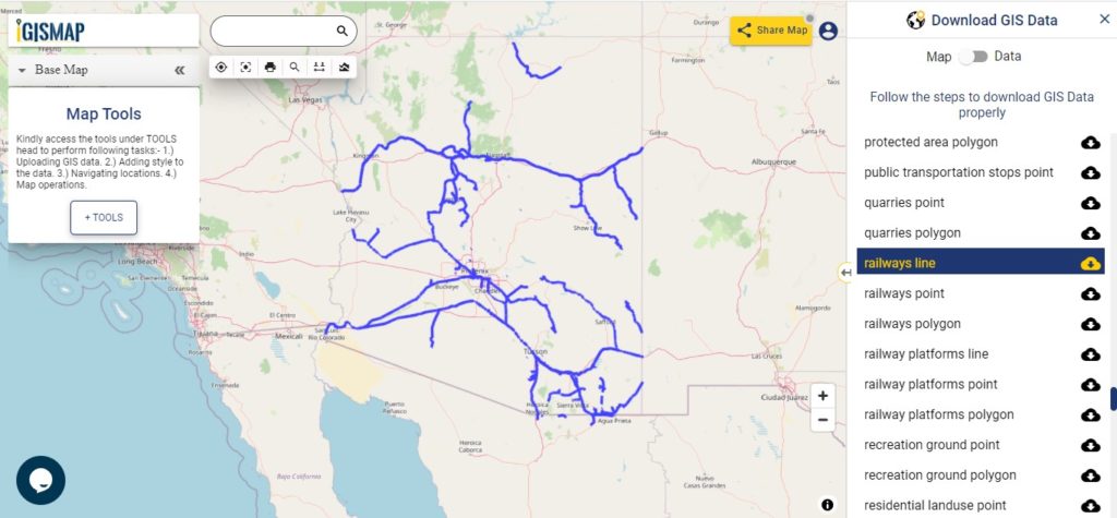 Arizona GIS Data - Railway Line
