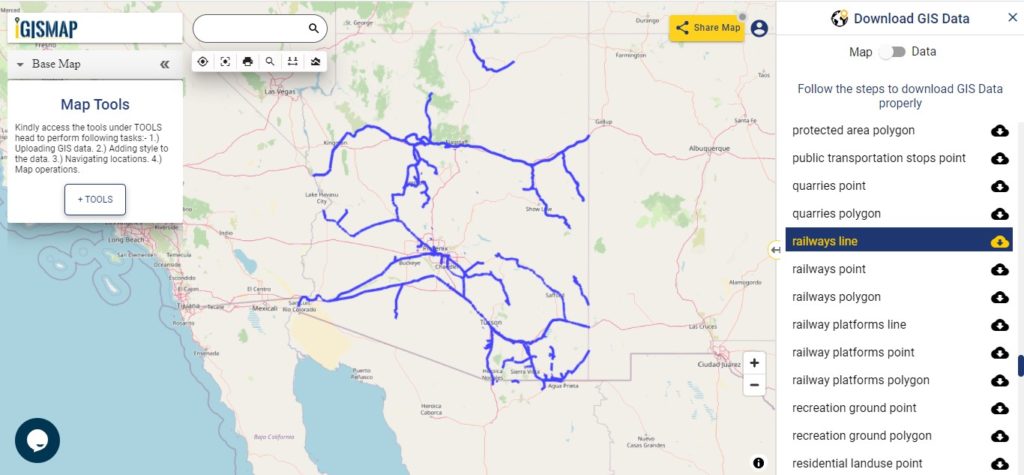 Arizona GIS Data - Railway Line