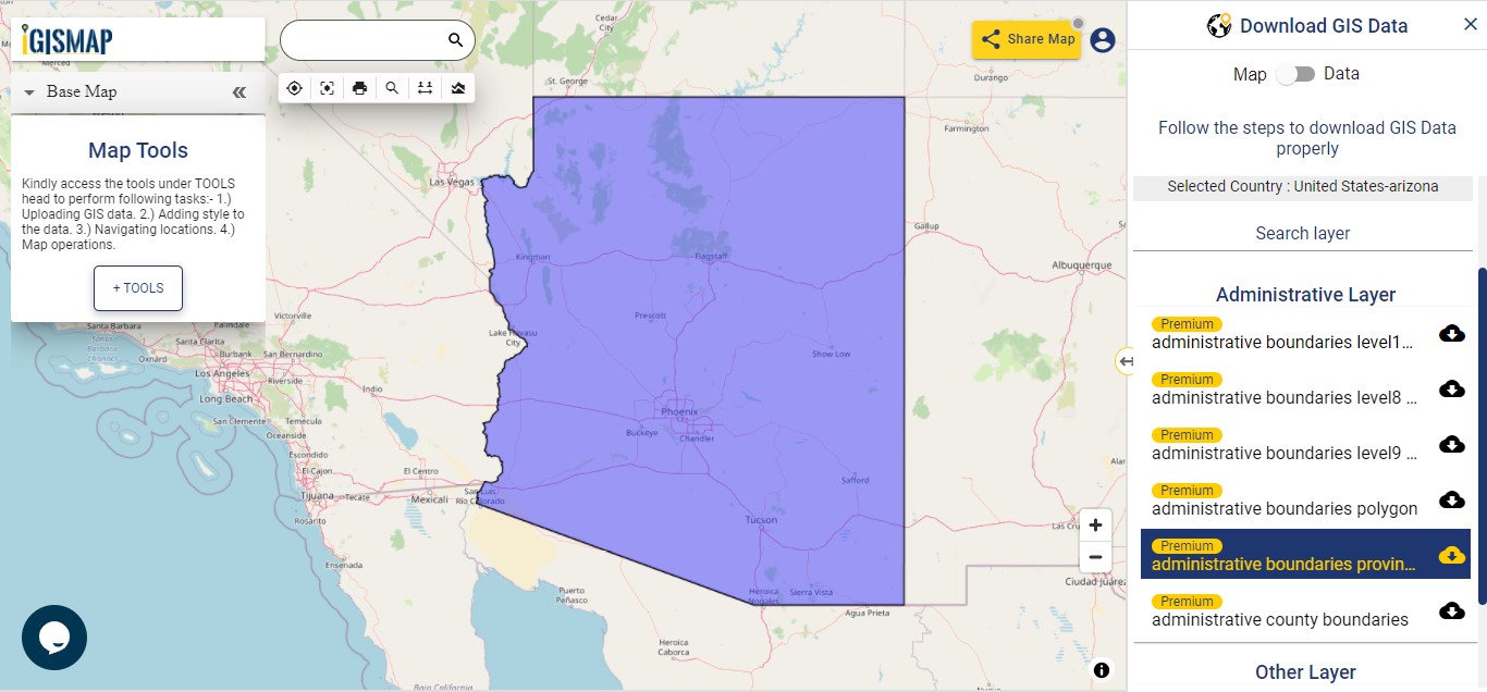 Arizona County GIS Data Shapefile, Kml Administrative boundary, polygon, rail, highway