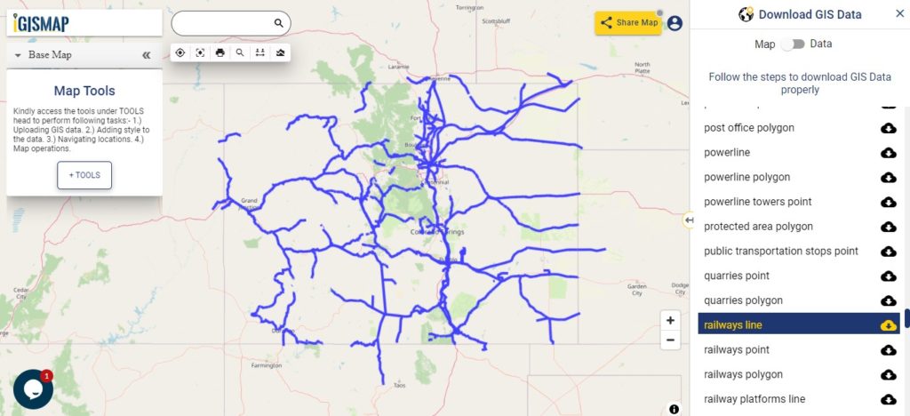 Colorado GIS Data  - Railway Line