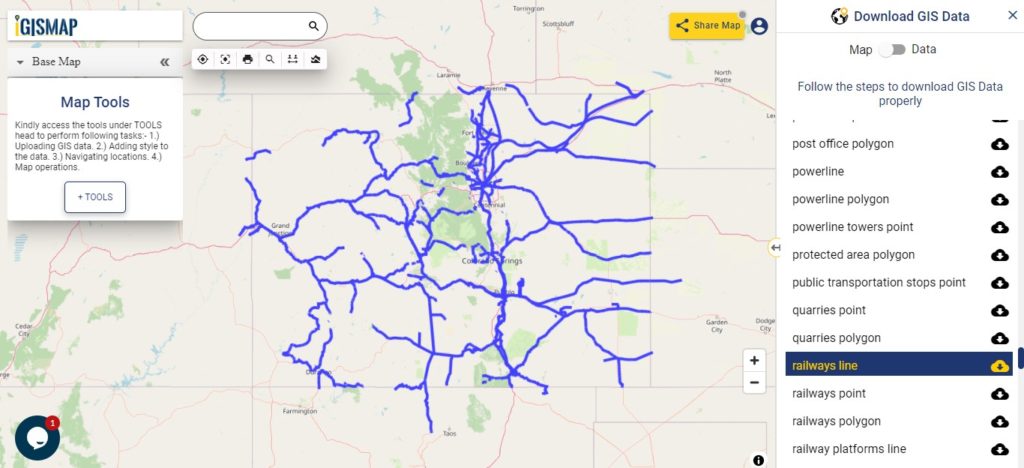 Colorado GIS Data - Railway Line