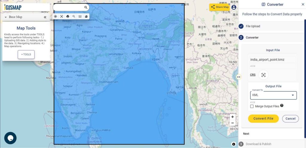 Convert KMZ to KML Converter Tool - KML as Output Format
