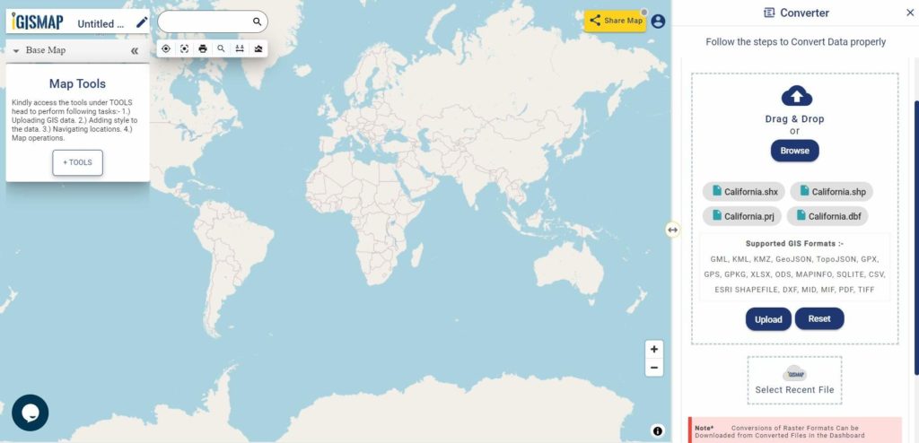 Converter Tool - Upload Shapefile