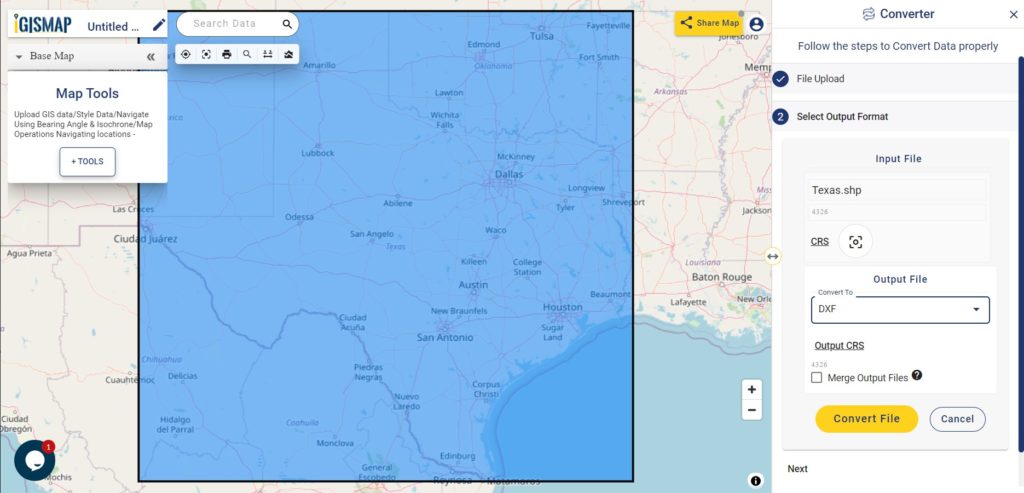 Convert Shapefile to DXF Converter Tool - DXF as Output Format