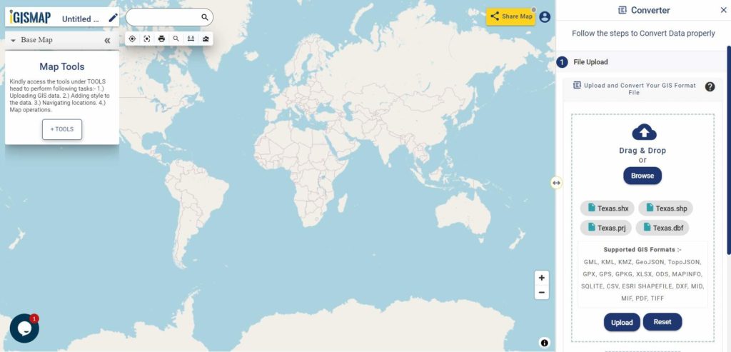 Shapefile SHP to SQlite conversion Converter Tool - Upload Shapefile