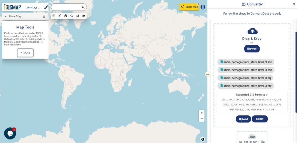 Converter Tool - Upload Shapefile