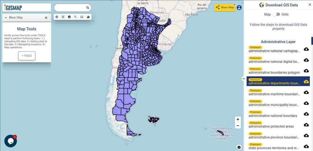 Argentina Departmento Boundaries