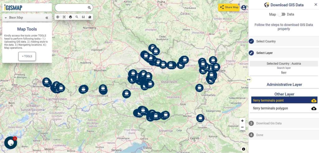 Austria GIS Data - Ferry Points
