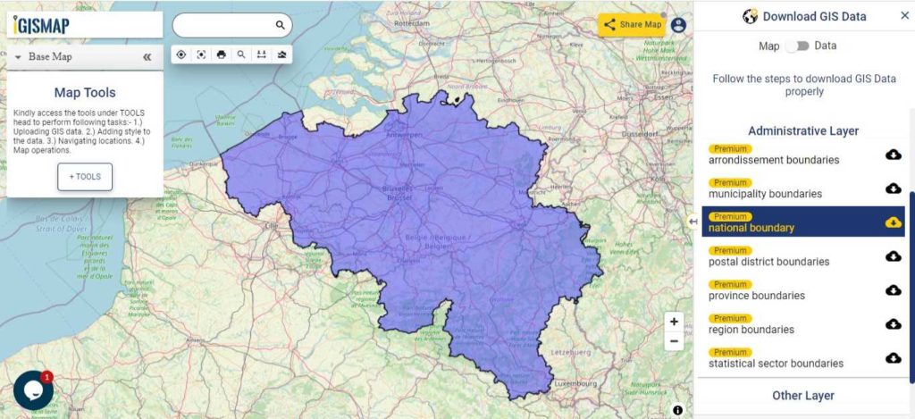 Belgium GIS Data - National Boundary