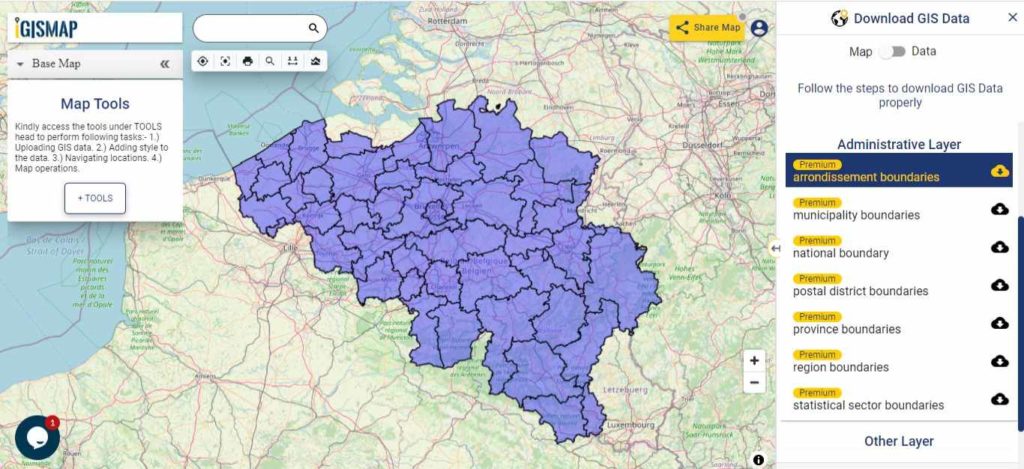 Belgium GIS Data - Arrondissement Boundaries