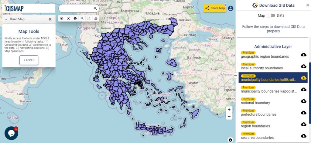 Greece GIS Data - Municipality Boundaries