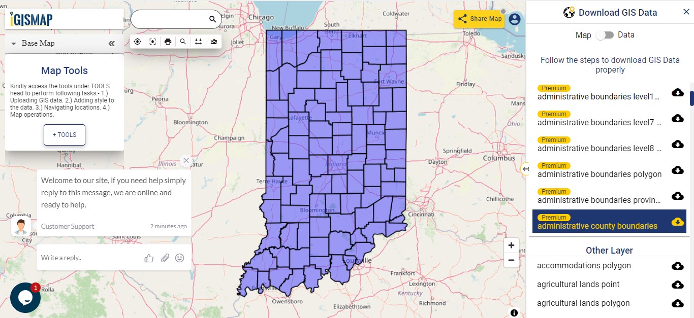 Download Indiana Counties GIS data United States Railways, Highway