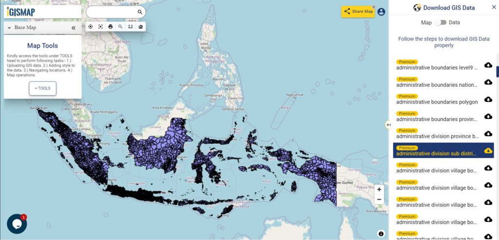 Indonesia Sub District Boundaries