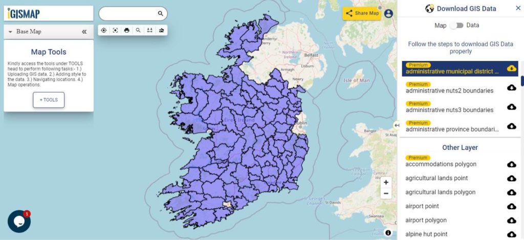 Ireland GIS Data - Municipal District Boundaries