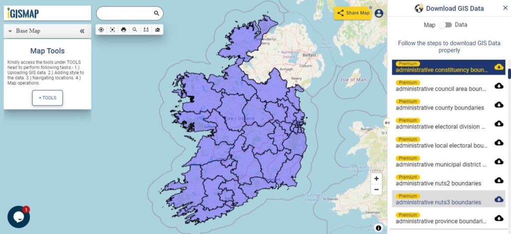 Ireland GIS Data - Parliamentary Constituency Boundaries