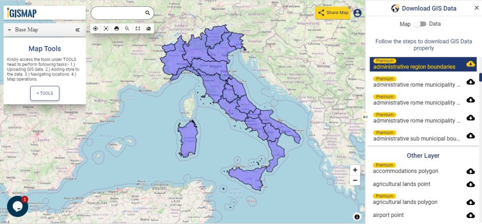 Italy GIS Data - Region Boundaries