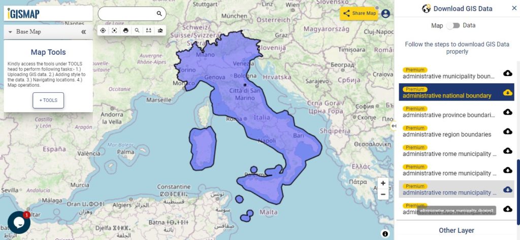 Italy GIS Data - National Boundary