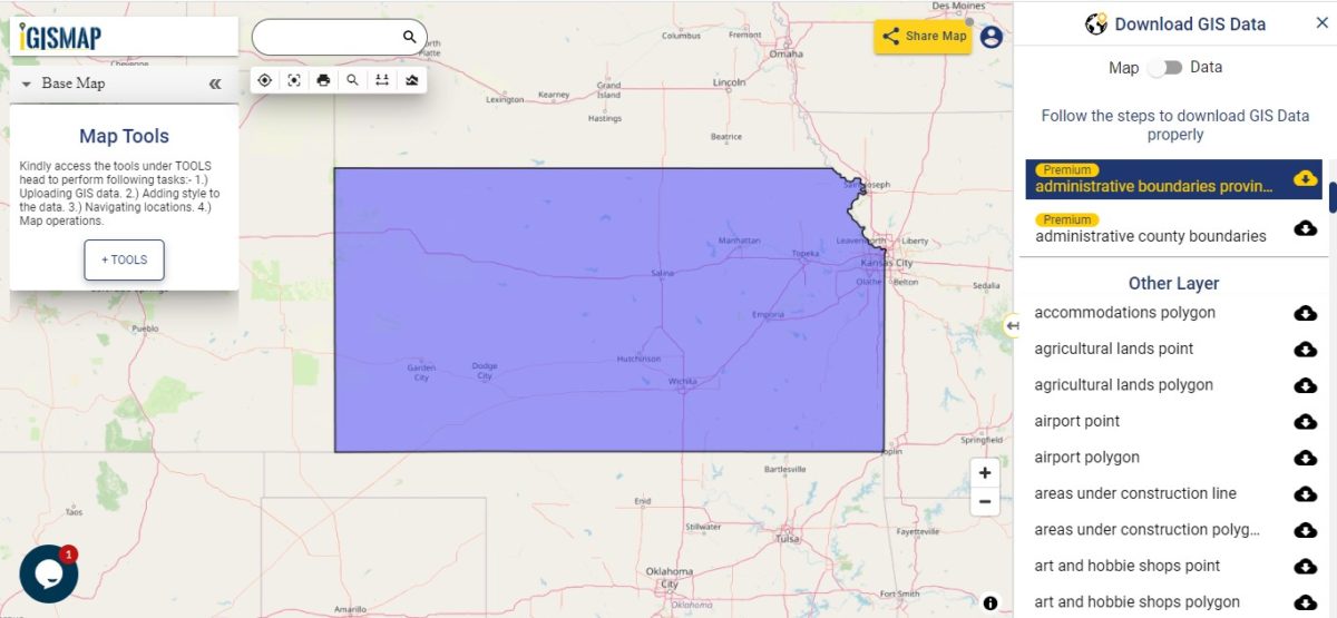 Download Kansas State GIS Data Counties, boundary, rail, highway line