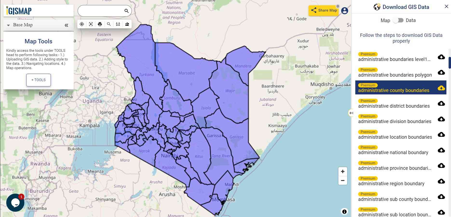 Download Kenya Administrative Boundary Shapefiles Provinces