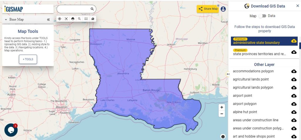 Louisiana GIS Data - State Boundary