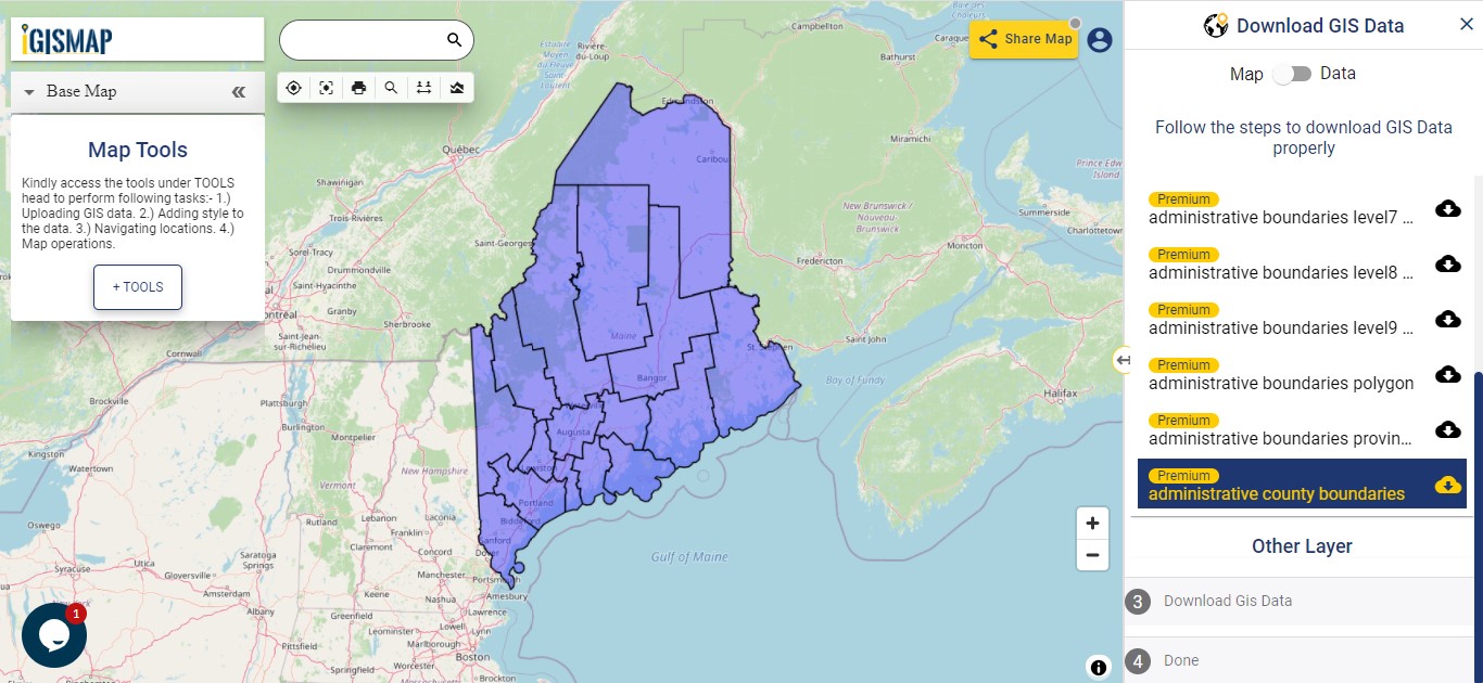 Download Maine State GIS Maps Boundary, Counties, Rail, highway