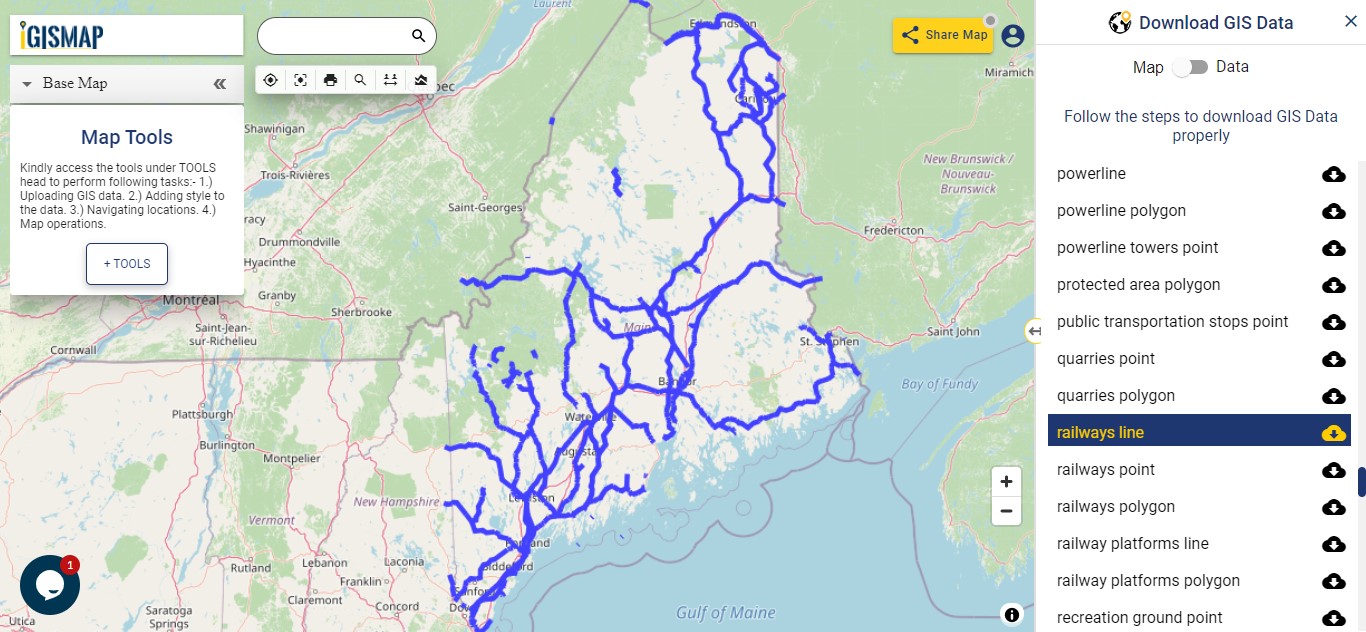 Download Maine State GIS Maps Boundary, Counties, Rail, highway
