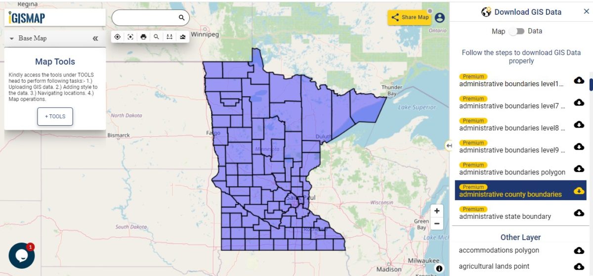 Download Minnesota GIS Maps Boundary, County, Rail, highway line
