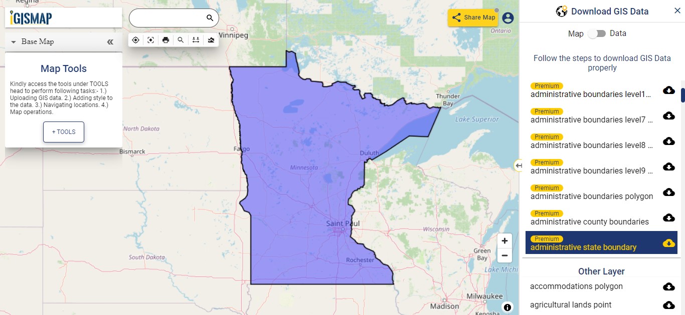 Download Minnesota GIS Maps Boundary, County, Rail, highway line