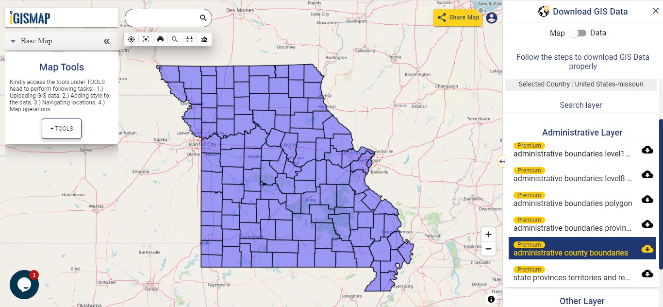 Download Missouri GIS Data Maps State, County Shapefile, Rail, highway