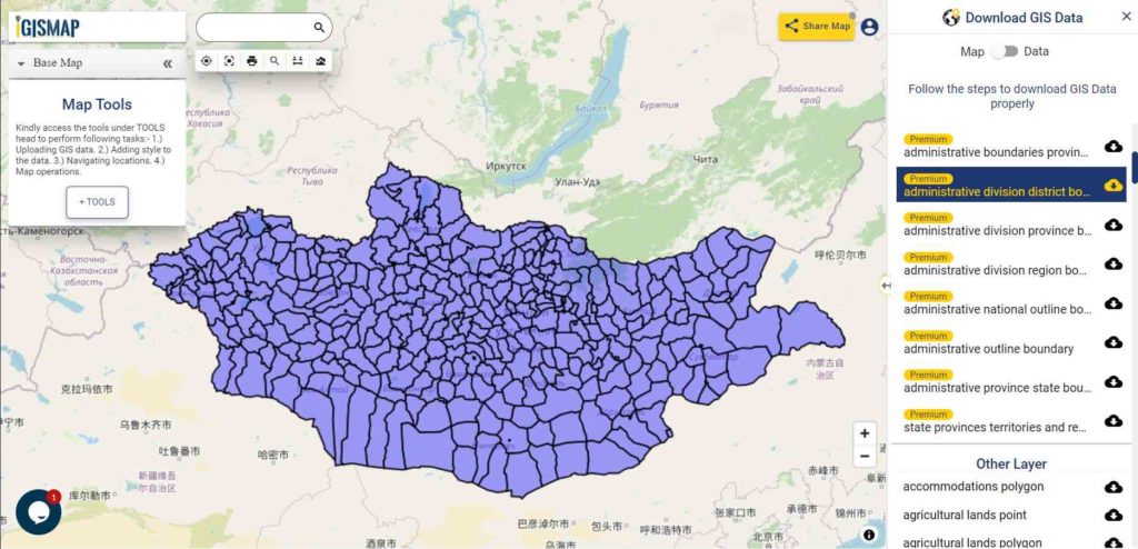 Mongolia District Boundaries