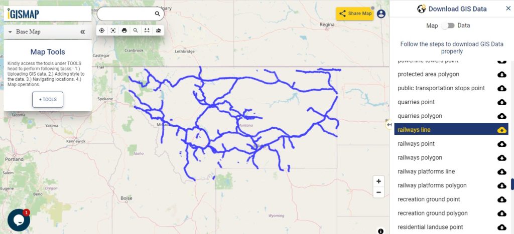 Montana GIS Data - Railway Line