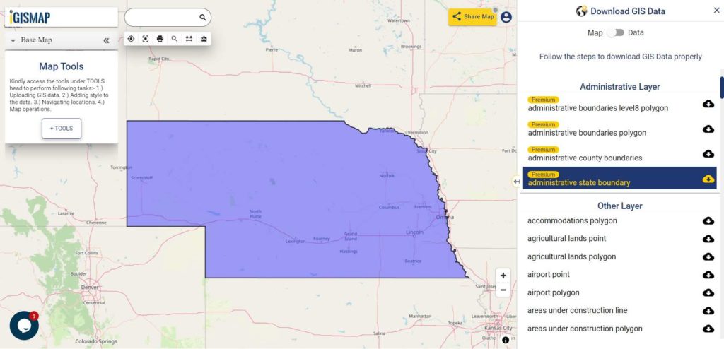 Nebraska GIS Data - State Boundary