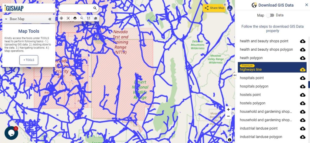 Nevada GIS Data - Highway lines