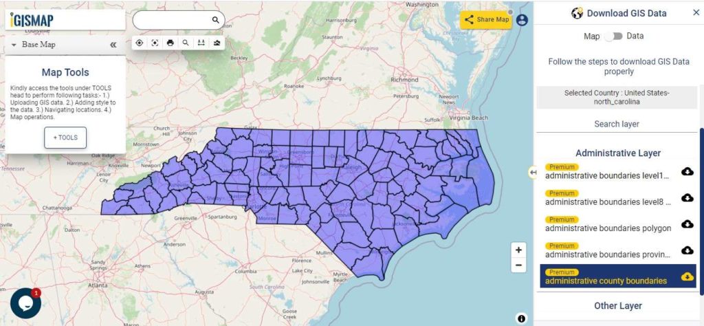 North Carolina GIS Data - County Boundaries