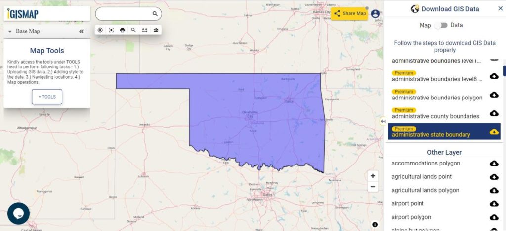 Oklahoma GIS Data - State Boundary