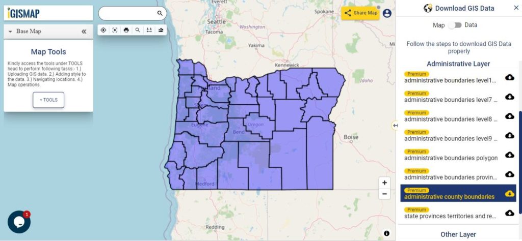 Oregon GIS Data - Counties Boundary