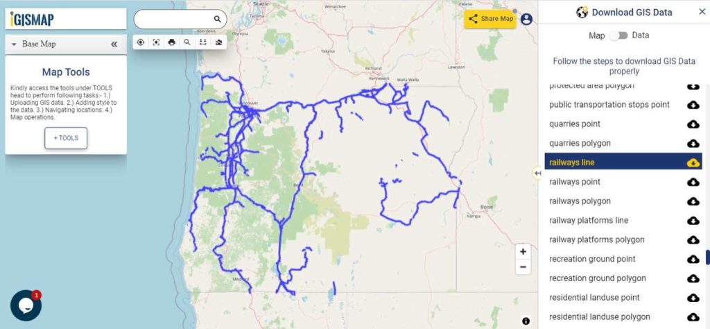 Oregon GIS Data - Railway Lines