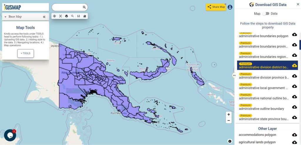 Papua New Guinea District Boundaries