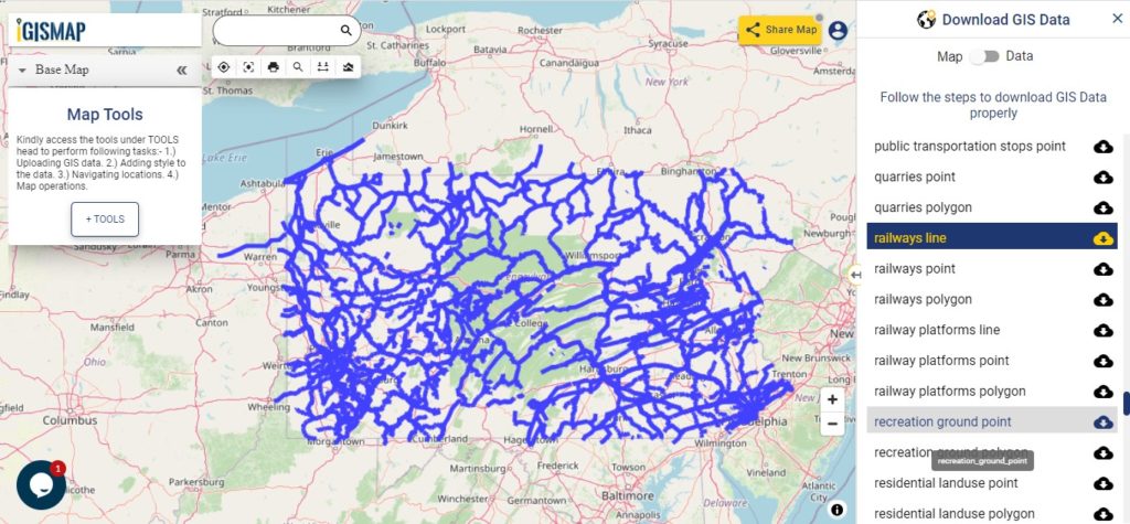 Pennsylvania GIS Data - Railway Lines
