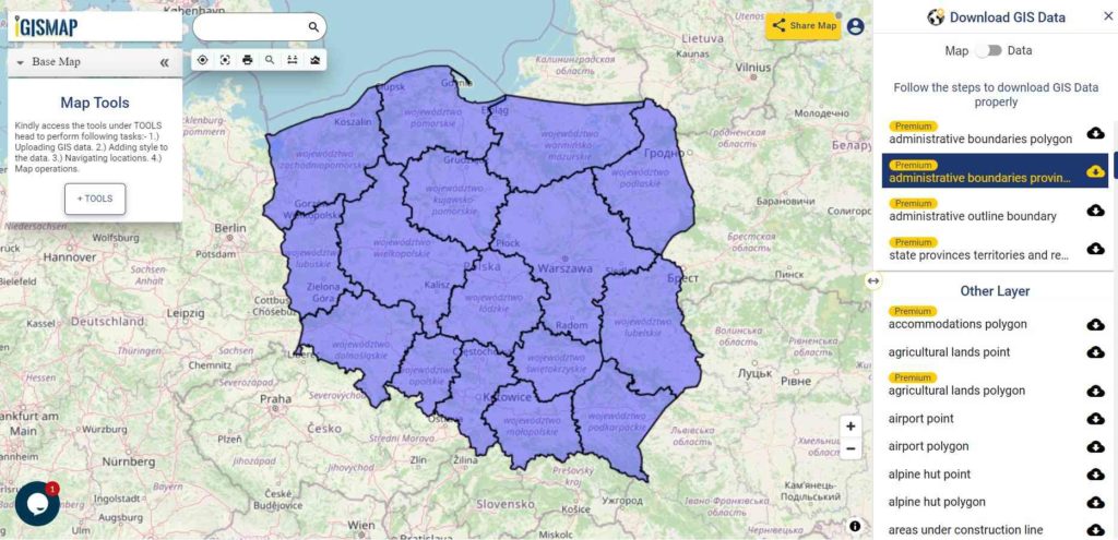 Poland Province Boundaries