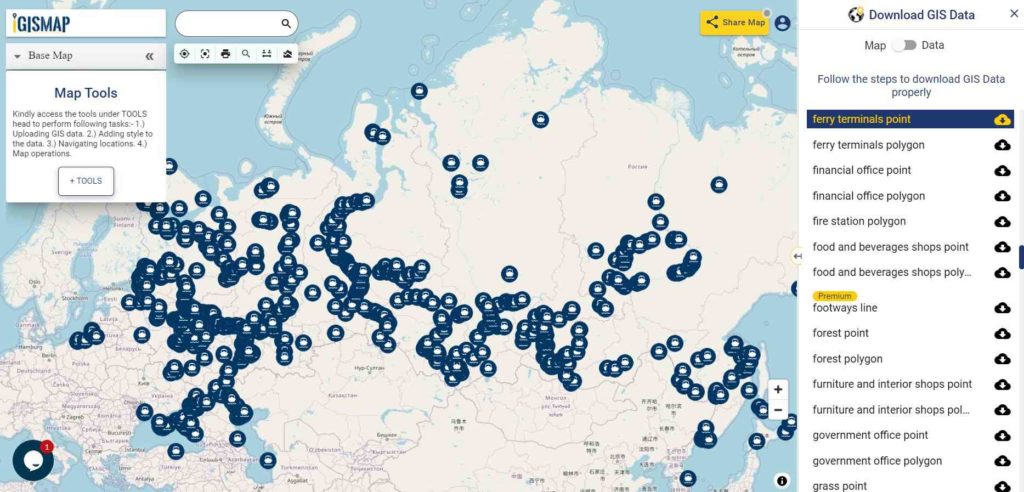 Russia GIS Data - Ferry Points