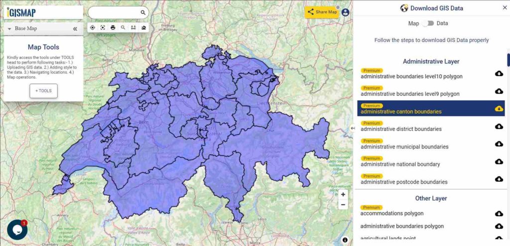 Switzerland GIS Data - Canton Boundaries