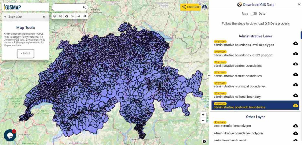 Switzerland Postcode Boundaries Shapefile