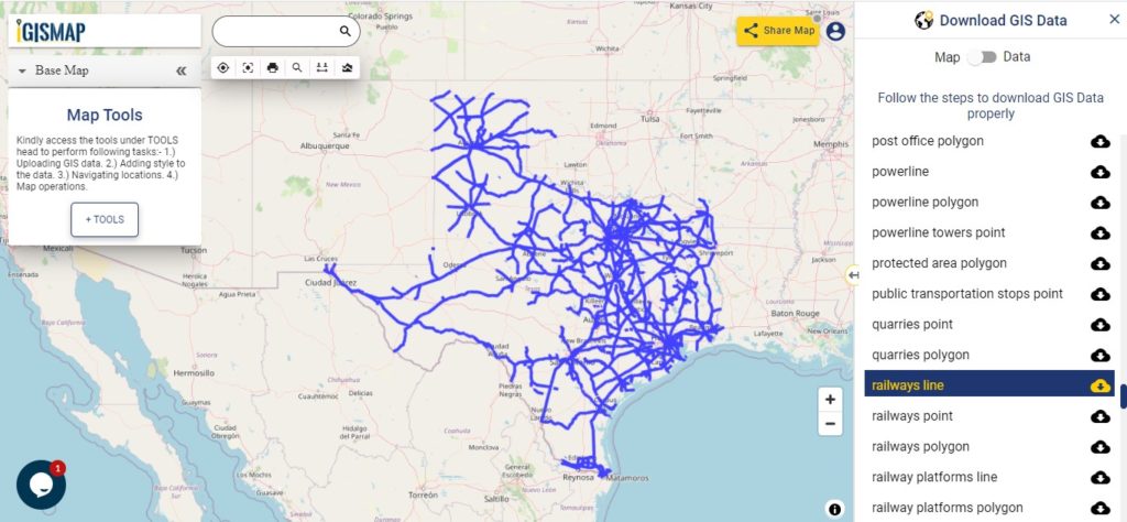 Texas GIS Data - Railway Lines