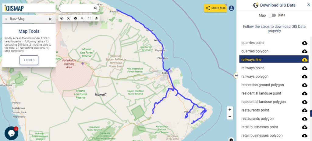Hawaii GIS Data - Railway Line