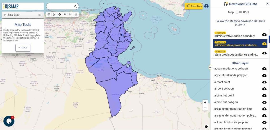 Tunisia Province Boundaries