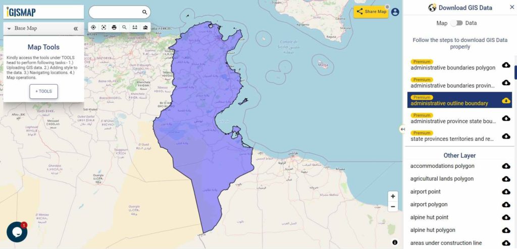 Tunisia National Boundary